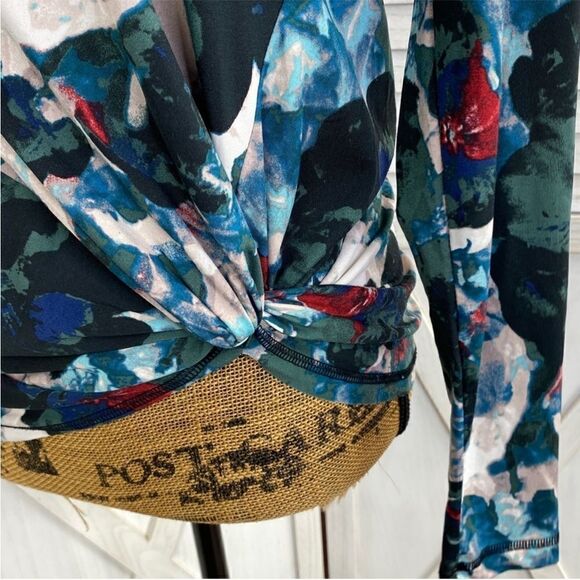 Simply Vera Vera Wang Watercolor Twist Front‎ Shirt Teal Green Small - Picture 6 of 12